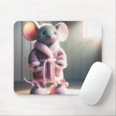 Tapis De Souris Souris dans une robe rose et des chaussons (Avec souris)