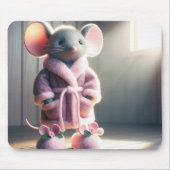 Tapis De Souris Souris dans une robe rose et des chaussons (Devant)