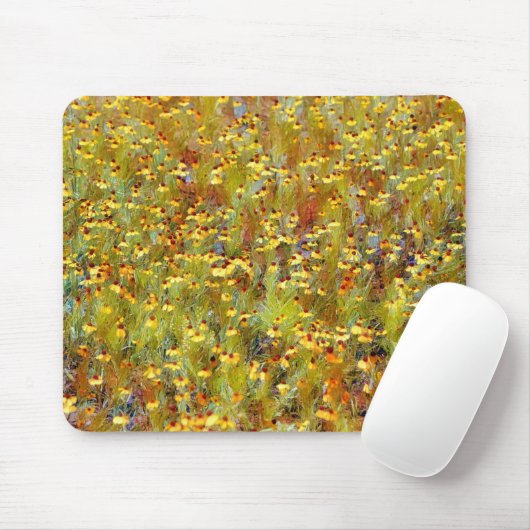 Tapis De Souris Souris d'art de prairie Fleur sauvage jaune (Avec souris)