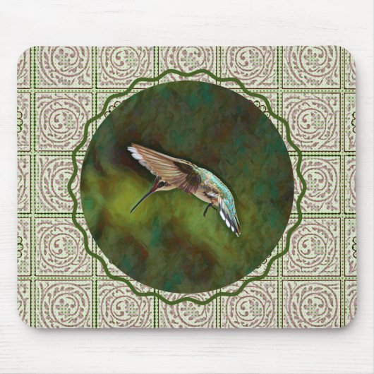 Tapis De Souris Souris d'art vert colibri (Devant)