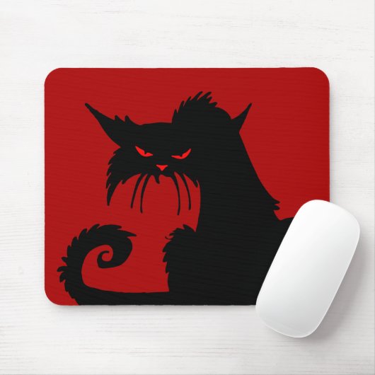 Tapis De Souris Souris de chat noir (Avec souris)
