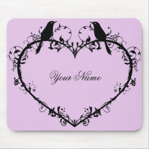 Tapis De Souris Souris de coeur et d'oiseaux Protection-Rose