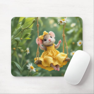 Tapis De Souris Souris de fille sur une aile de jardin