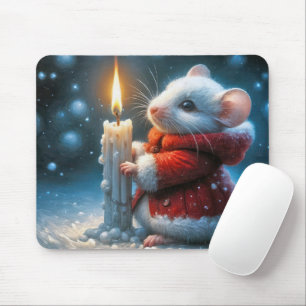 Tapis De Souris Souris De Noël À La Bougie Poussante
