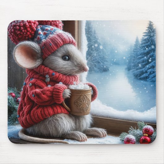 Tapis De Souris Souris De Noël Avec Coco Chaud (Devant)