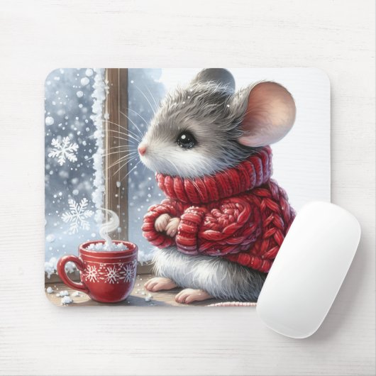 Tapis De Souris Souris De Noël Avec Du Coca Chaud À La Vapeur (Avec souris)