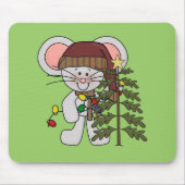 Tapis De Souris Souris de Noël décorant l'arbre (Devant)