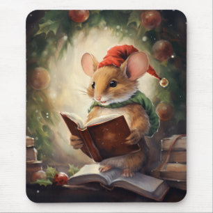 Tapis De Souris Souris de Noël lisant