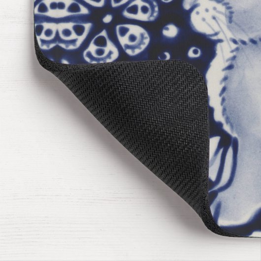 Tapis De Souris Souris design en carreaux bleu et blanc avec lapin (Coin)