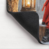 Tapis De Souris Souris D'Hiver Avec Lanterne Forestière (Coin)