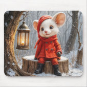 Tapis De Souris Souris D'Hiver Avec Lanterne Forestière (Devant)