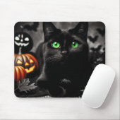 Tapis De Souris Souris éffrayante Halloween Chat noir (Avec souris)