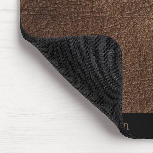 Tapis De Souris Souris en cuir Brown personnalisée avec initiales (Coin)