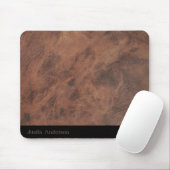 Tapis De Souris Souris en cuir Brown personnalisée avec initiales (Avec souris)