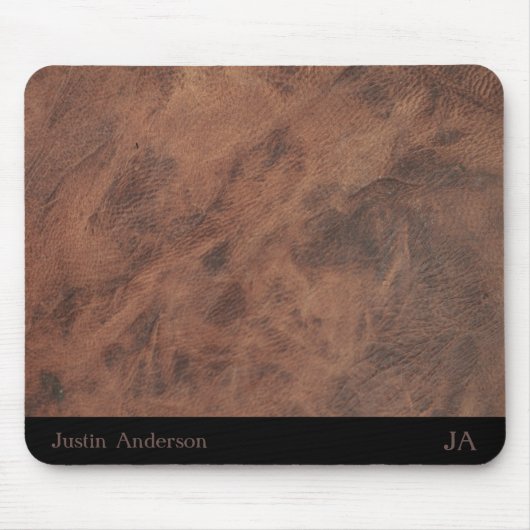 Tapis De Souris Souris en cuir Brown personnalisée avec initiales (Devant)