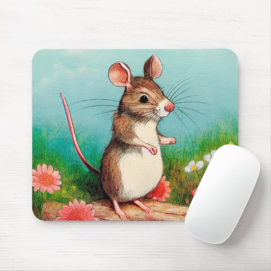 Tapis De Souris Souris En Fleurs Mousepad (Avec souris)