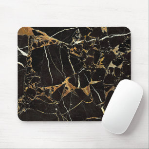 Tapis De Souris Souris en marbre noir et or élégant