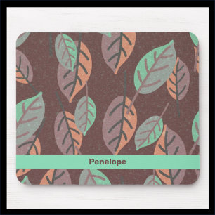 Tapis De Souris Souris Feuille orange et violet moderne Mint Green