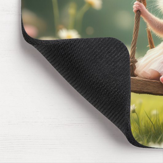 Tapis De Souris Souris fille mignonne sur une aile (Coin)