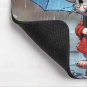 Tapis De Souris Souris Gris Avec Parapluie En Pluie (Coin)