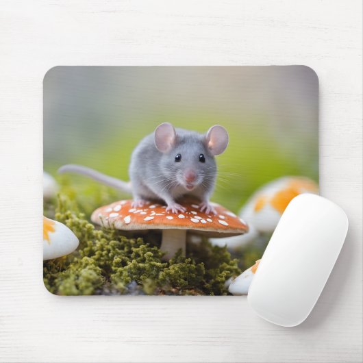 Tapis De Souris Souris Gris Sur Toadstool (Avec souris)