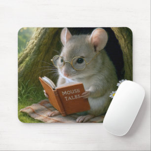 Tapis De Souris Souris Littéraire Dans Un Trou D'Arbre Cosy