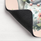 Tapis De Souris Souris mignonne en théière florale Illustration (Coin)
