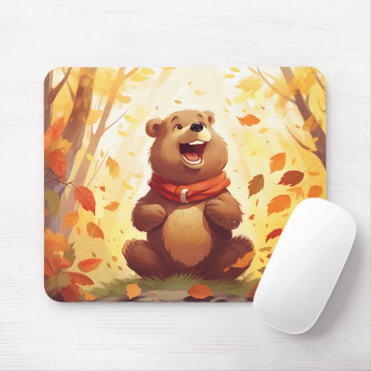 Tapis De Souris Souris Ours D'Automne (Avec souris)