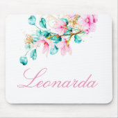 Tapis De Souris Souris personnalisée à fleurs roses (Devant)