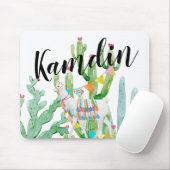 Tapis De Souris Souris personnalisée Boho Llama Bohemian CactuD (Avec souris)
