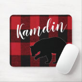 Tapis De Souris Souris personnalisée Rouge Buffle Plaid Ours Blac (Avec souris)