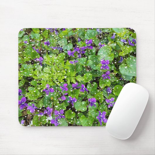 Tapis De Souris Souris Raindrops et Violets (Avec souris)