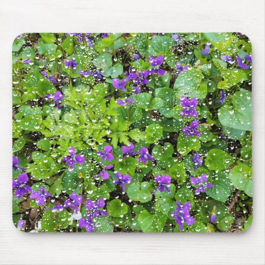 Tapis De Souris Souris Raindrops et Violets (Devant)