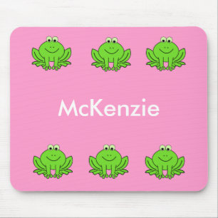 Tapis De Souris Souris rose et verte de grenouille