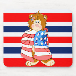 Tapis De Souris Souris rouge blanc et bleu patriotique