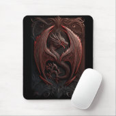 Tapis De Souris Souris rouge et noir Dragon (Avec souris)
