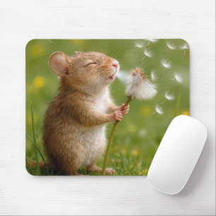 Tapis De Souris Souris soufflant des graines de pissenlit