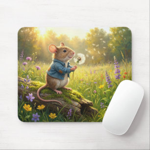 Tapis De Souris Souris soufflant sur des semis de pissenlit