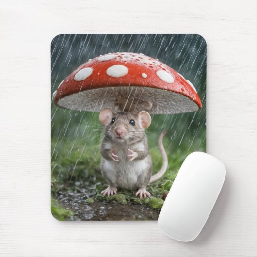 Tapis De Souris Souris sous un champignon (Avec souris)