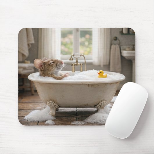 Tapis De Souris Souris trempant dans un bain moussant (Avec souris)