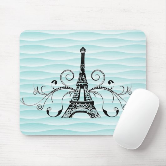 Tapis De Souris Souris turquoise Tour Eiffel (Avec souris)