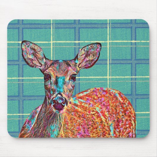 Tapis De Souris Souris Vintage Plaid Deer Art (Devant)