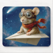 Tapis De Souris Souris volant un avion en papier (Devant)