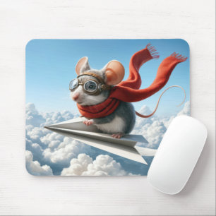 Tapis De Souris Souris volant un avion en papier
