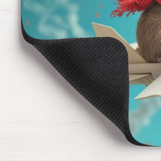 Tapis De Souris Souris volant un avion en papier (Coin)