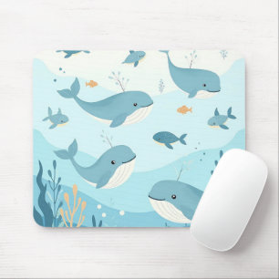 Tapis De Souris Sous la mer Baleines et poissons enfants