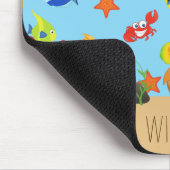 Tapis De Souris Sous l'océan marin Poisson et Ancre Nom de l'enfan (Coin)