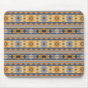 Tapis De Souris Southwest Design Gold Blue Grey Tribal Motif