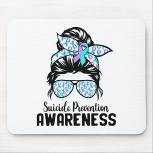 Tapis De Souris Soutien Équipe Messy Bun Prévention du suicide
