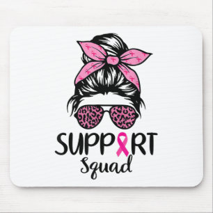 Tapis De Souris Soutien Squad Messy Bun Pink Breast Cancer